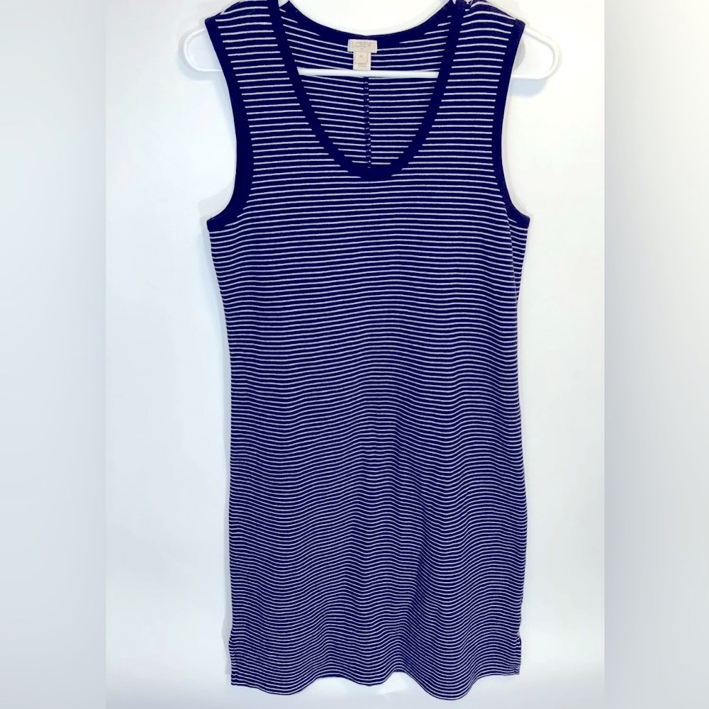 J. Crew Nautical Striped Tank Dress Navy/White M Casual Knit Everyday Sleeveless